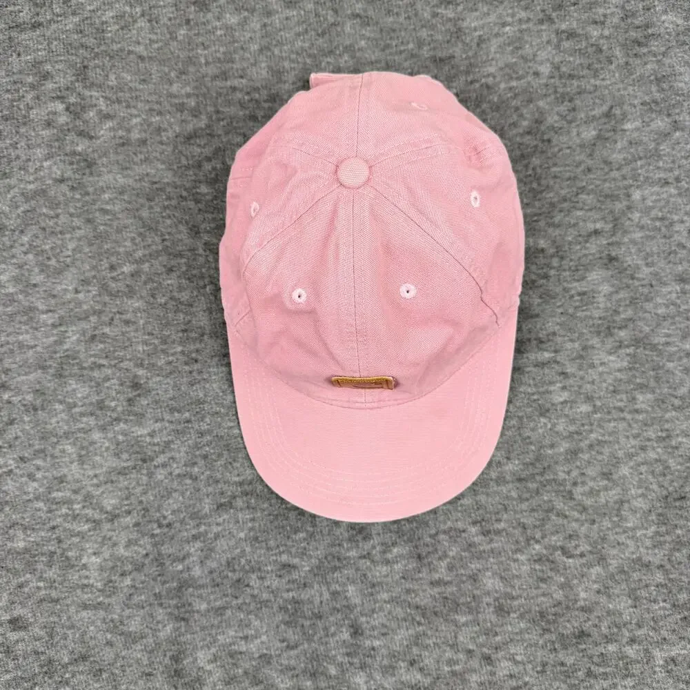Carhartt Pink Canvas Strapback Hat with Brown Leather Logo Patch